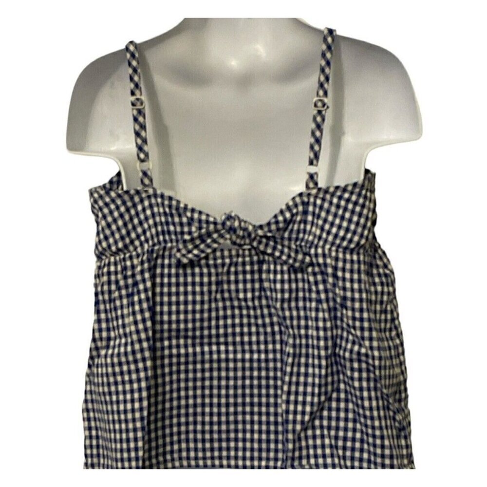 Old Navy Girl Cami Top Size XS 5 Navy Gingham SL Bow Back Adjustable Straps